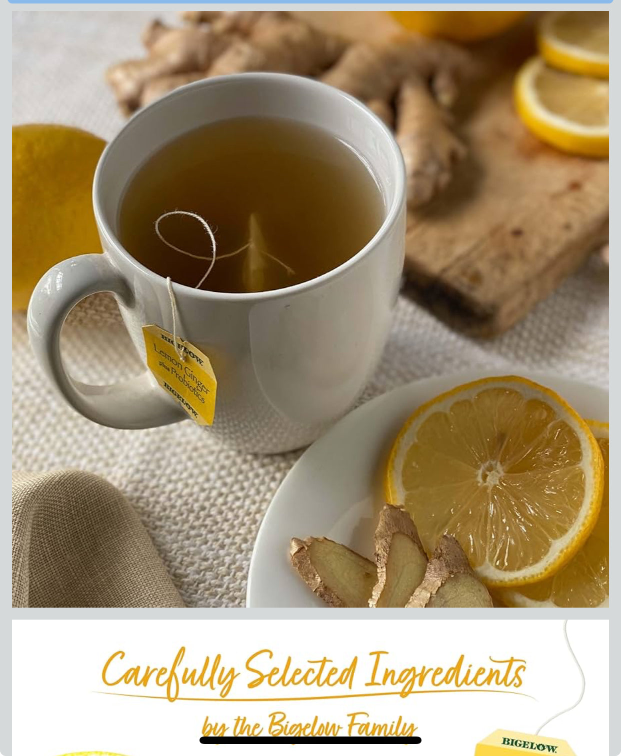 Bigelow Herbal Tea – Lemon Ginger (Caffeine Free)